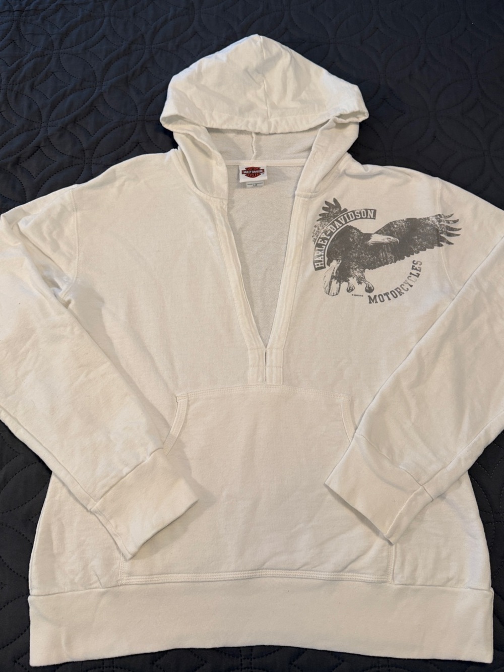 Harley-Davidson -Women’s White Hoodie with Grey Eagle Print - size L